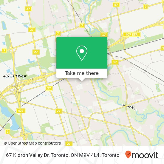 67 Kidron Valley Dr, Toronto, ON M9V 4L4 map