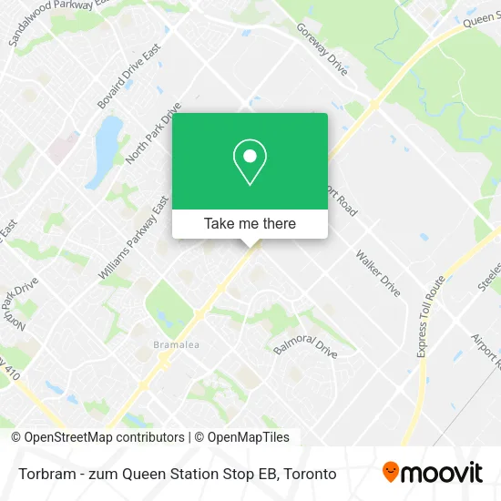 Torbram - zum Queen Station Stop EB map