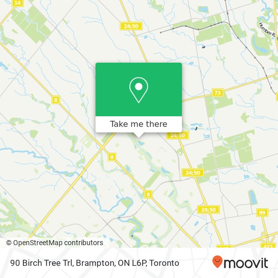 90 Birch Tree Trl, Brampton, ON L6P map