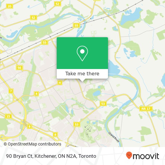 90 Bryan Ct, Kitchener, ON N2A map