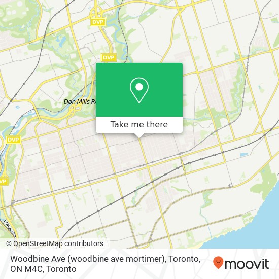 Woodbine Ave (woodbine ave mortimer), Toronto, ON M4C map