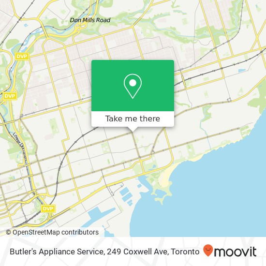 Butler's Appliance Service, 249 Coxwell Ave map