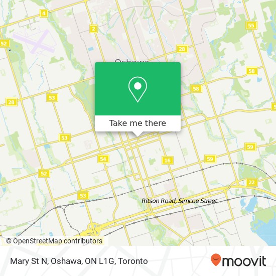 Mary St N, Oshawa, ON L1G map