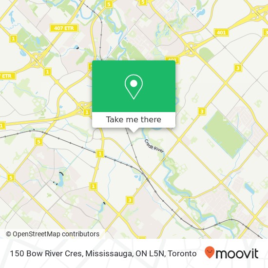 150 Bow River Cres, Mississauga, ON L5N map