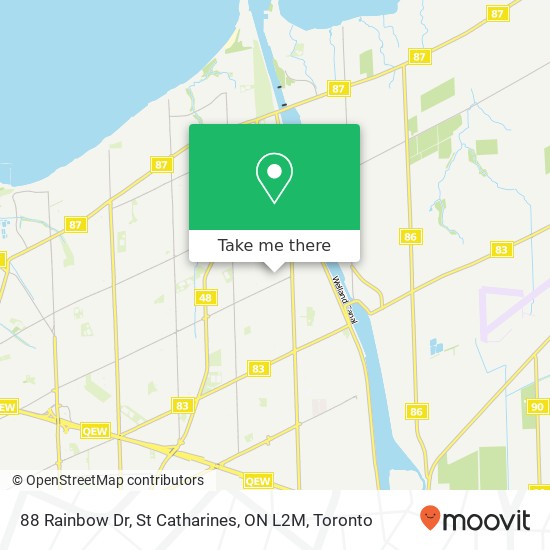 88 Rainbow Dr, St Catharines, ON L2M map