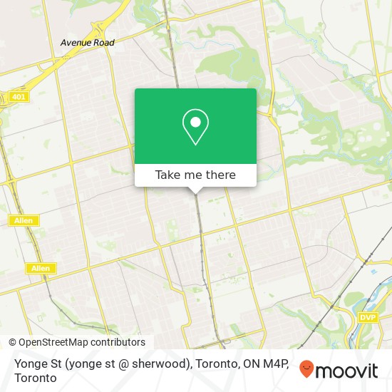 Yonge St (yonge st @ sherwood), Toronto, ON M4P map