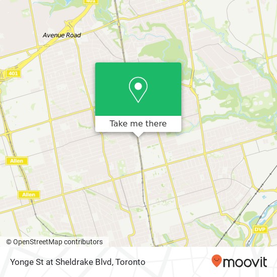 Yonge St at Sheldrake Blvd map