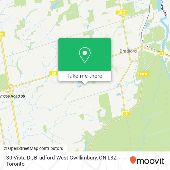 30 Vista Dr, Bradford West Gwillimbury, ON L3Z map