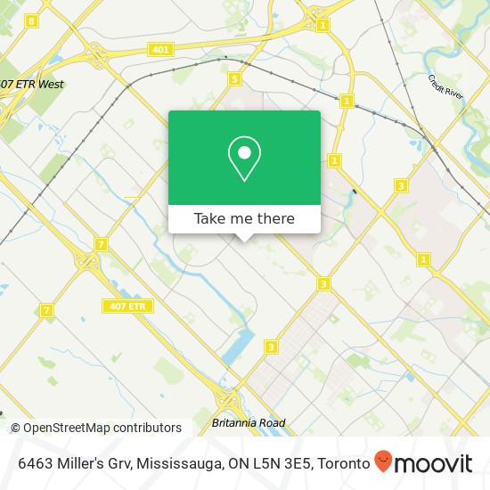 6463 Miller's Grv, Mississauga, ON L5N 3E5 map