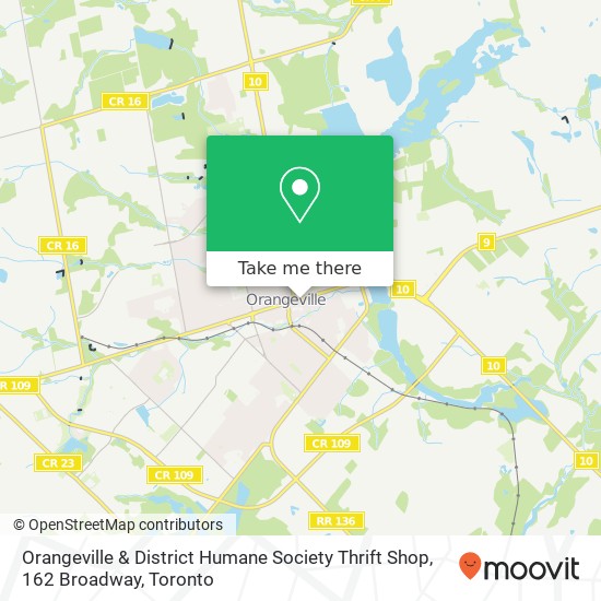 Orangeville & District Humane Society Thrift Shop, 162 Broadway map