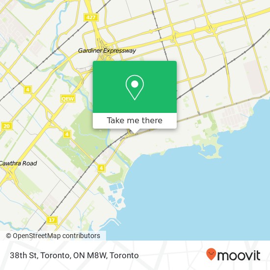 38th St, Toronto, ON M8W map