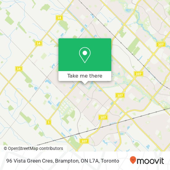 96 Vista Green Cres, Brampton, ON L7A map