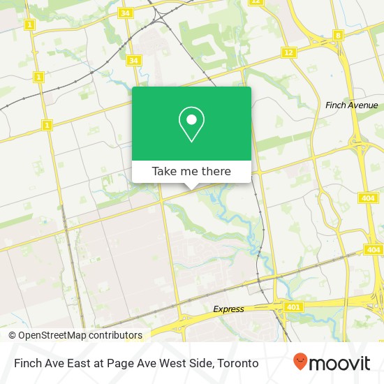 Finch Ave East at Page Ave West Side map