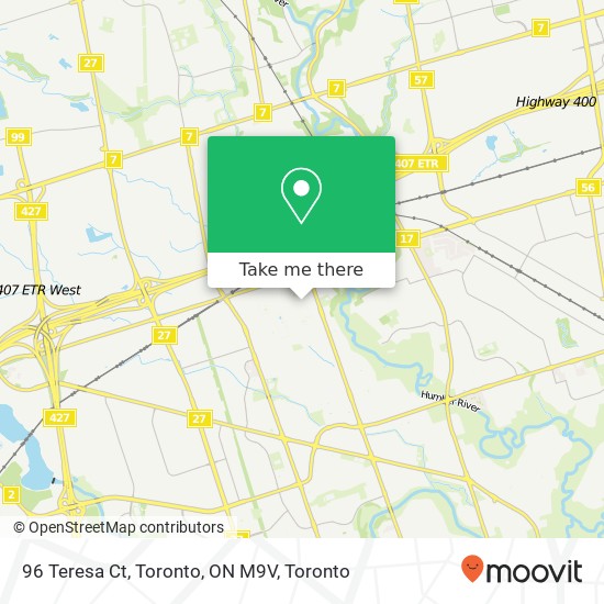 96 Teresa Ct, Toronto, ON M9V map