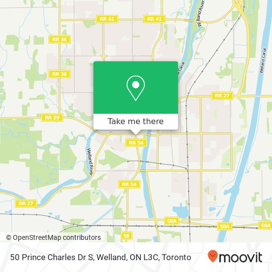 50 Prince Charles Dr S, Welland, ON L3C map