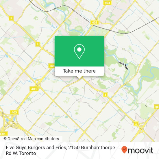 Five Guys Burgers and Fries, 2150 Burnhamthorpe Rd W map