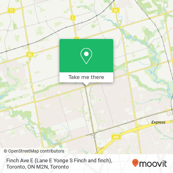 Finch Ave E (Lane E Yonge S Finch and finch), Toronto, ON M2N map