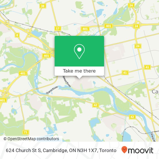 624 Church St S, Cambridge, ON N3H 1X7 map
