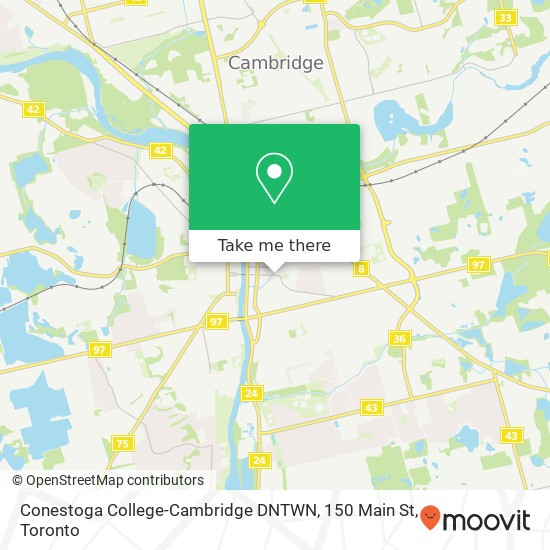 Conestoga College-Cambridge DNTWN, 150 Main St map