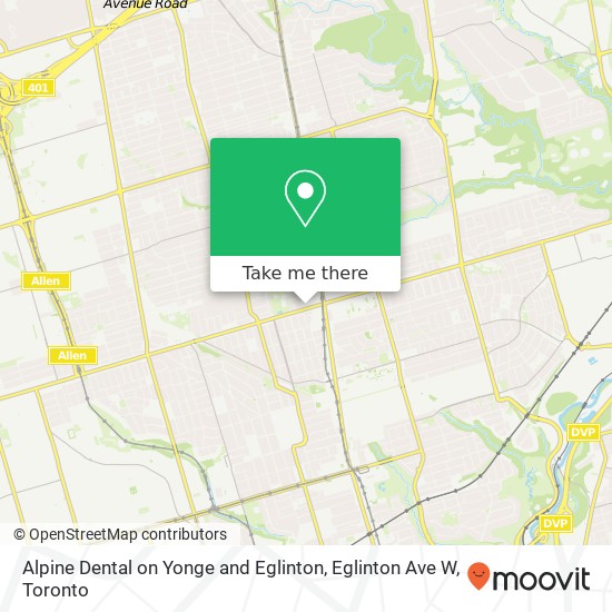 Alpine Dental on Yonge and Eglinton, Eglinton Ave W map