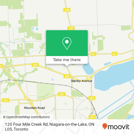 120 Four Mile Creek Rd, Niagara-on-the-Lake, ON L0S map