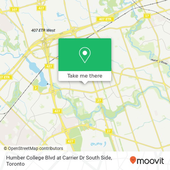 Humber College Blvd at Carrier Dr South Side map