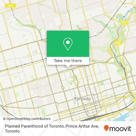 Planned Parenthood of Toronto, Prince Arthur Ave map