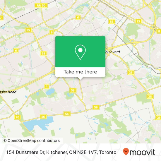 154 Dunsmere Dr, Kitchener, ON N2E 1V7 map