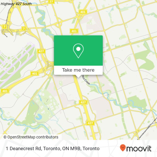 1 Deanecrest Rd, Toronto, ON M9B map