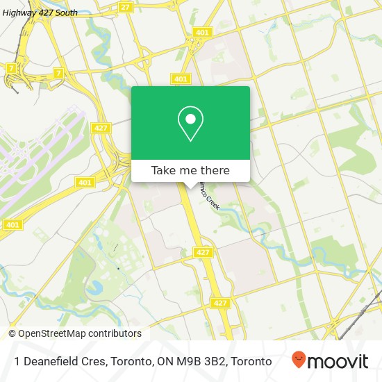 1 Deanefield Cres, Toronto, ON M9B 3B2 map