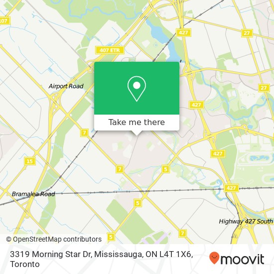 3319 Morning Star Dr, Mississauga, ON L4T 1X6 map