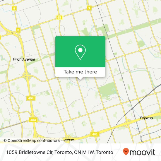 1059 Bridletowne Cir, Toronto, ON M1W map