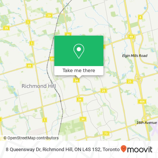 8 Queensway Dr, Richmond Hill, ON L4S 1S2 map