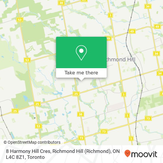 8 Harmony Hill Cres, Richmond Hill (Richmond), ON L4C 8Z1 map