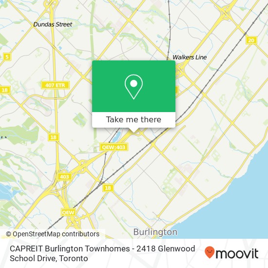 CAPREIT Burlington Townhomes - 2418 Glenwood School Drive map