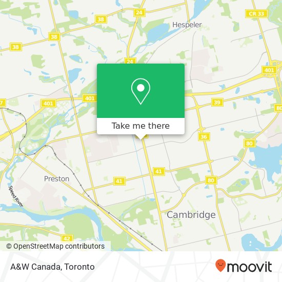 A&W Canada map