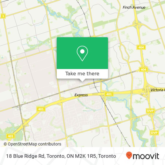 18 Blue Ridge Rd, Toronto, ON M2K 1R5 map