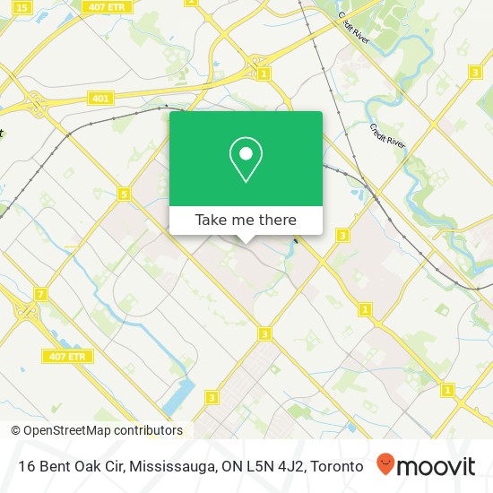 16 Bent Oak Cir, Mississauga, ON L5N 4J2 map