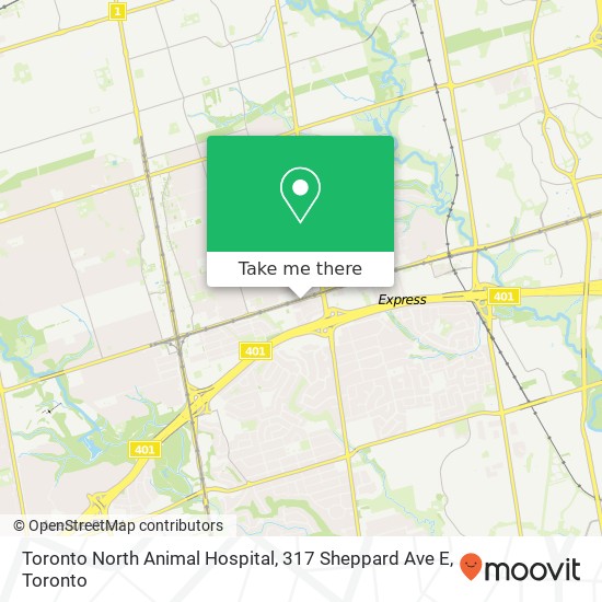 Toronto North Animal Hospital, 317 Sheppard Ave E map