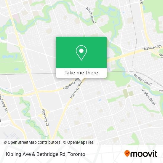 Kipling Ave & Bethridge Rd map