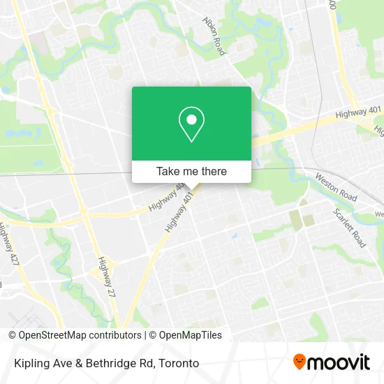 Kipling Ave & Bethridge Rd map