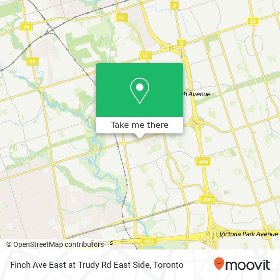 Finch Ave East at Trudy Rd East Side map