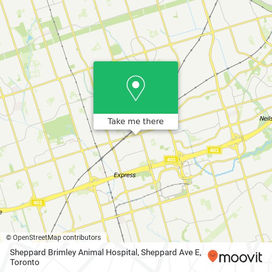 Sheppard Brimley Animal Hospital, Sheppard Ave E map