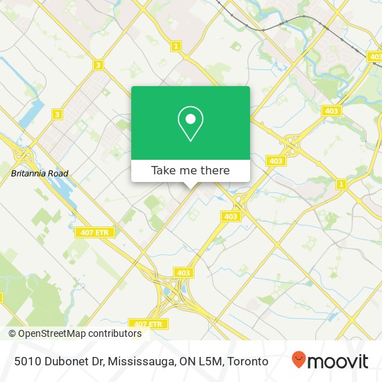 5010 Dubonet Dr, Mississauga, ON L5M map