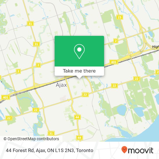 44 Forest Rd, Ajax, ON L1S 2N3 map