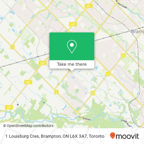 1 Louisburg Cres, Brampton, ON L6X 3A7 map