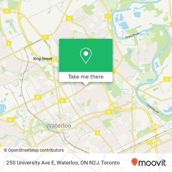 250 University Ave E, Waterloo, ON N2J map