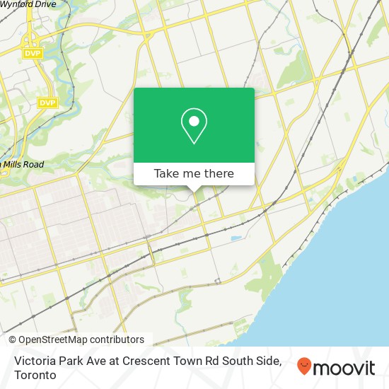 Victoria Park Ave at Crescent Town Rd South Side map