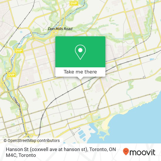 Hanson St (coxwell ave at hanson st), Toronto, ON M4C map