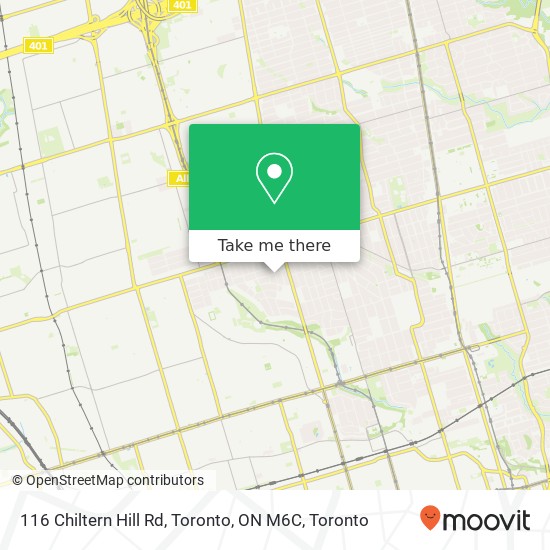 116 Chiltern Hill Rd, Toronto, ON M6C map